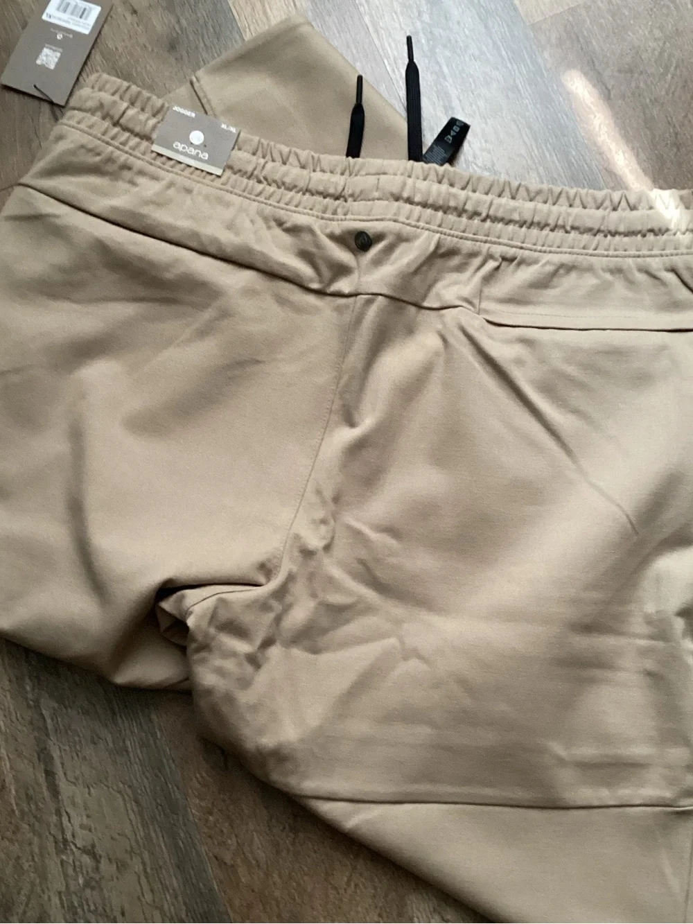 Apana Men's Drawstring Joggers - Beige with Black Drawcord